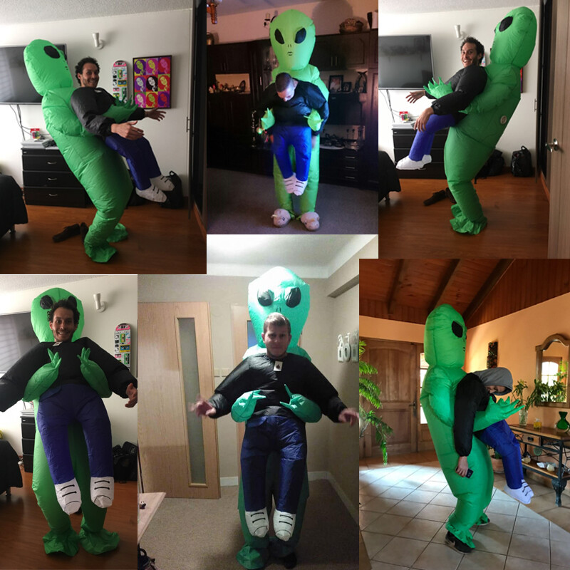 Monkey Fun ET Alien inflatable Auit Alien Monster Inflatable Costume Ghost Inflatable Costume Halloween Scary Green Alien Cosplay Costume For Adults Children's Party Festival Stage