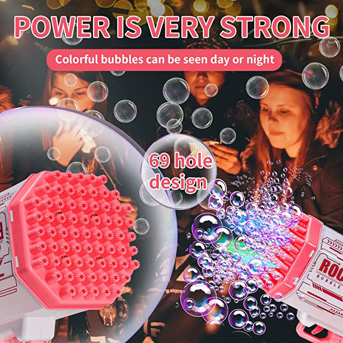 TOYSMARS Rocket Launcher Shape Bubble Maker Boom Bubble with N Holes for Kids Rocket Bubble Blower Automatic Bubble Toys 5000+ Bubbles per Min for Boys Girls Teens Outdoor Indoor Birthday