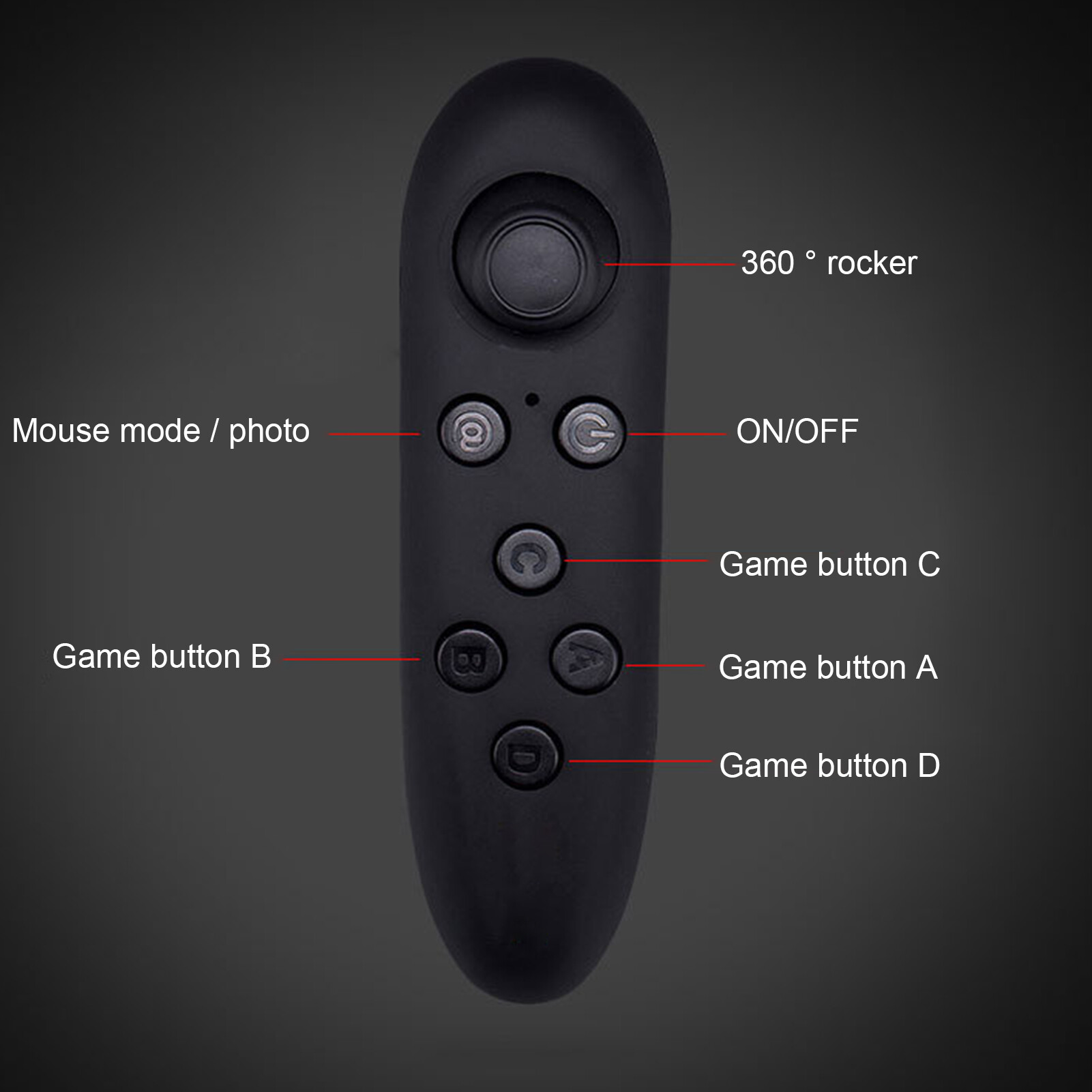 Fenquezisq®Phụ Kiện Tay Cầm Chơi Game VR Bluetooth 3.0, Xách Tay Phím Điều Khiển Không Dây Điều Khiển Từ Xa Cho Kính VR 3D