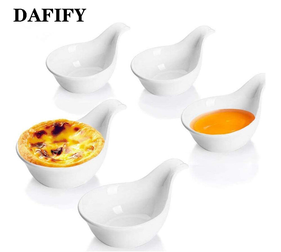 DAFIFY 4 in 1 Ceramic Serving Caviar and Appetizer Sauce Dish Dipping Bowls Set