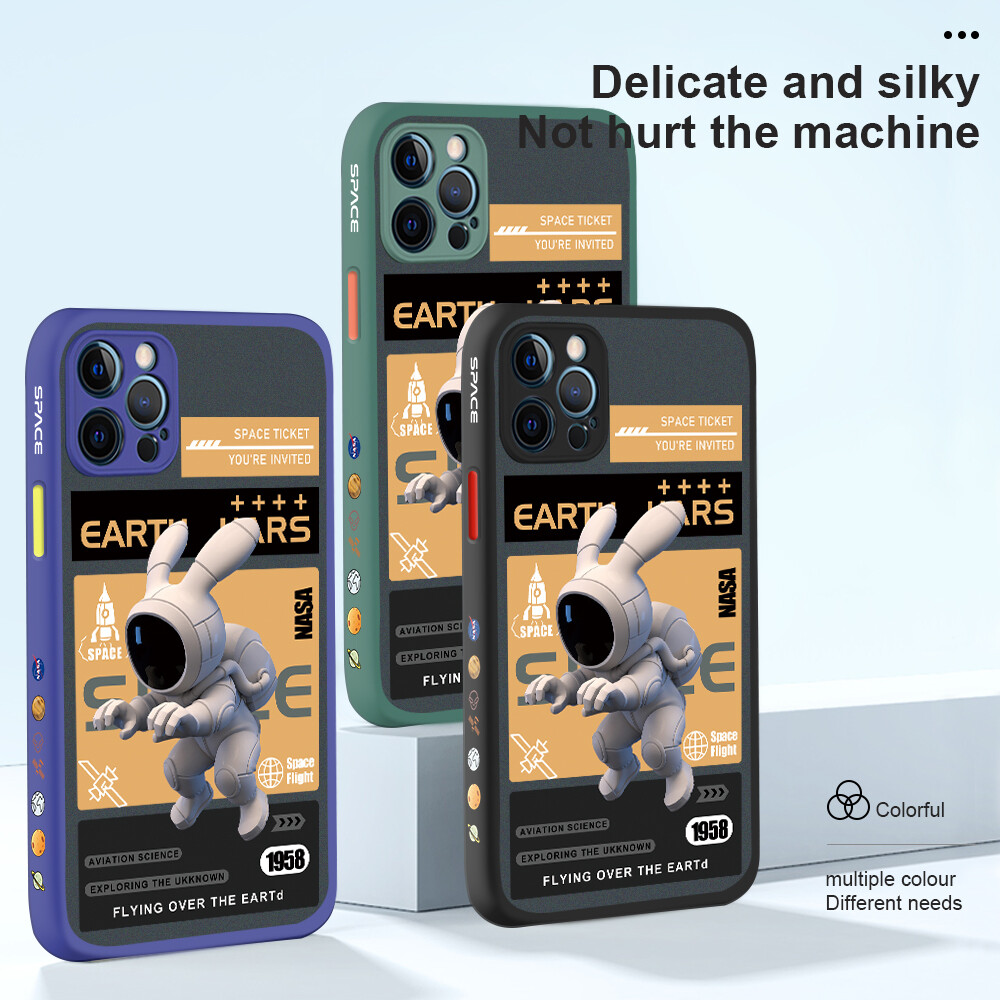 Hontinga Casing Case For Xiaomi Redmi Note 7 Note7 Pro Case Cartoon Astronaut Side Edge Pattern Design Clear Transparent Phone Case Full Cover Lens Camera Protector Casing Hard Case For Boys For Girls