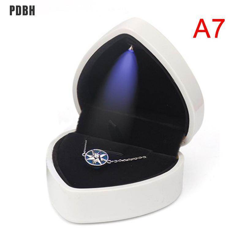 [PDBH Fashion Store] Heart Shape Led Light Ring Holder Box Proposal Wedding Band Display