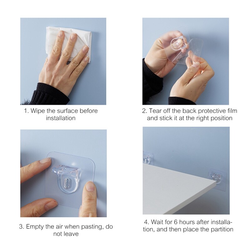 1-12 cái kệ không lỗ Giá đỡ hỗ trợ cố định giá đỡ vách ngăn tủ quần áo tủ bếp
