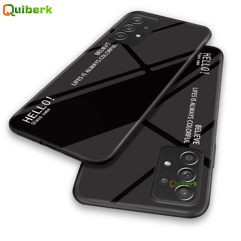 For Samsung Galaxy A52/A52 5G Hard Gradient Glass Casing Anti-Scratch Case Back Cover Protection