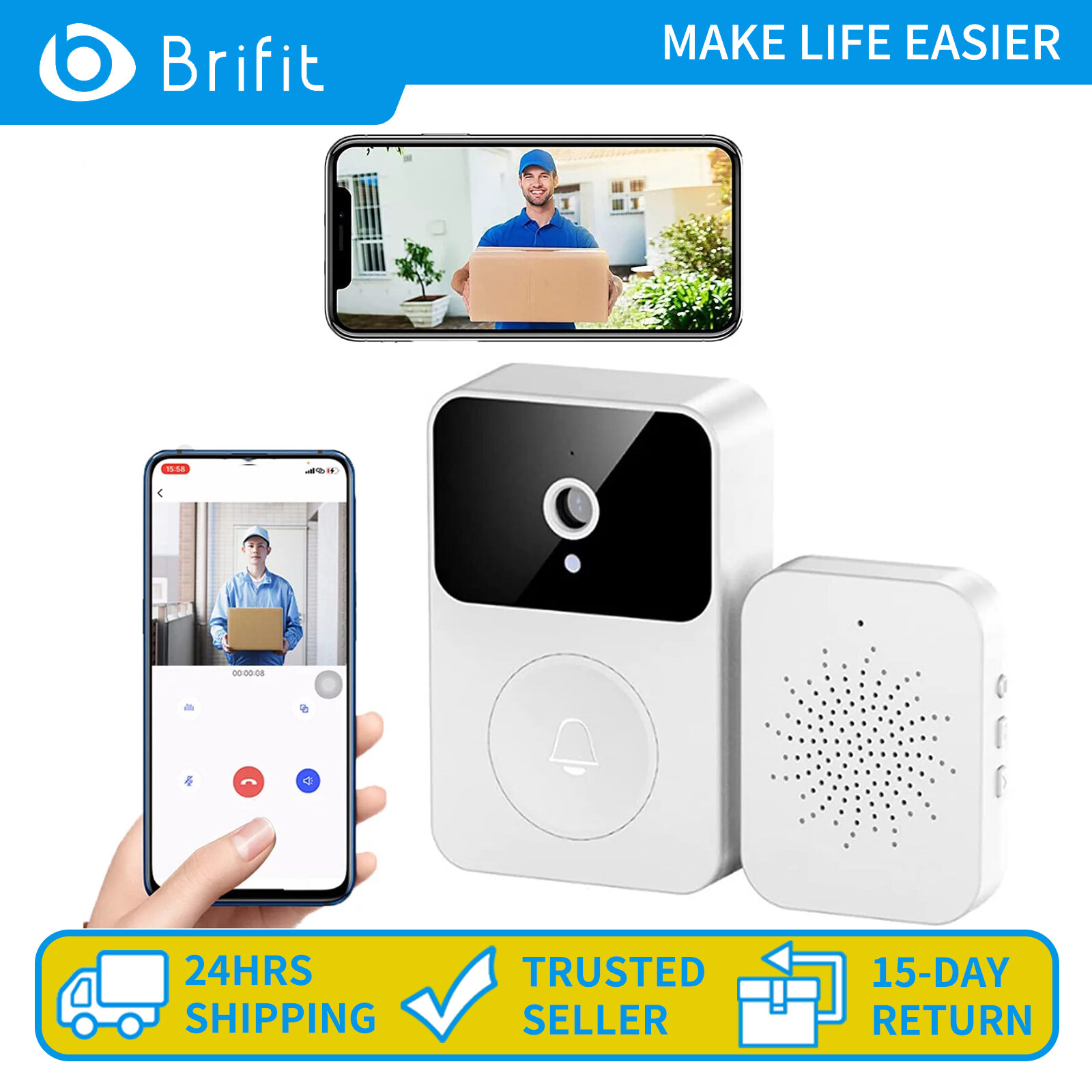 Brifit Chuông cửa có hình WiFi tại nhà Chuông cửa video liên lạc từ xa