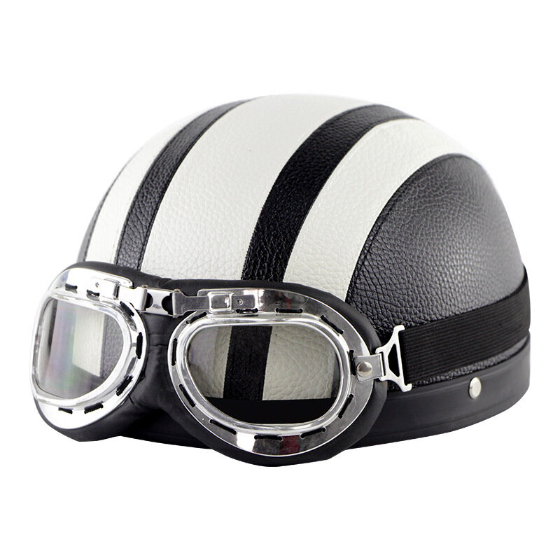 Motorcycle Harley PU helmet with goggles summer shade breathable men and women riding half helmet