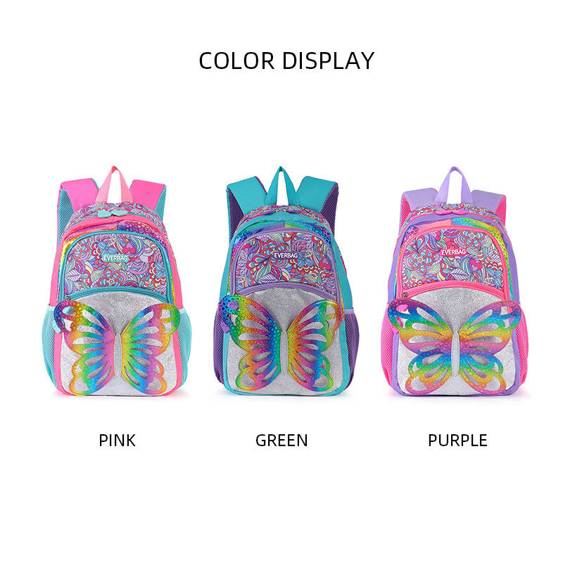 IP 3D Rainbow Butterfly Kids Backpack Cute color elementary school girl's backpack