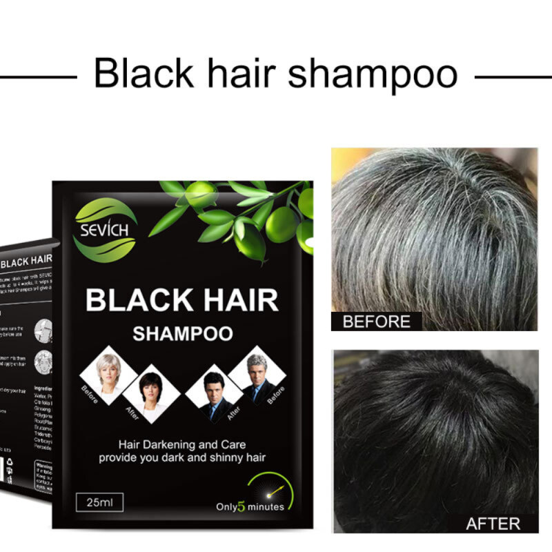 Sevich 5 Cái/lốc Đen Dầu Gội Tóc Màu Tóc Tự Nhiên Ngay Lập Tức Thuốc Nhuộm Tóc Chỉ 5 Phút Trắng Xám Tóc Che Lên Lâu Dài giá rẻ
