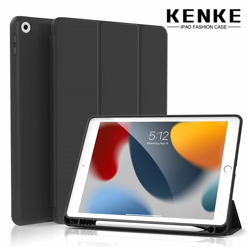 Kenke ipad case tpu silicone soft shell ipad 10.2 case with pencil slot for ipad 9th generation 2021 ipad 8th generation 2020 ipad 7th gen 2019 with pencil holder auto sleep/wake for slim soft back smart cover ipad 10.2 case anti-drop popular products