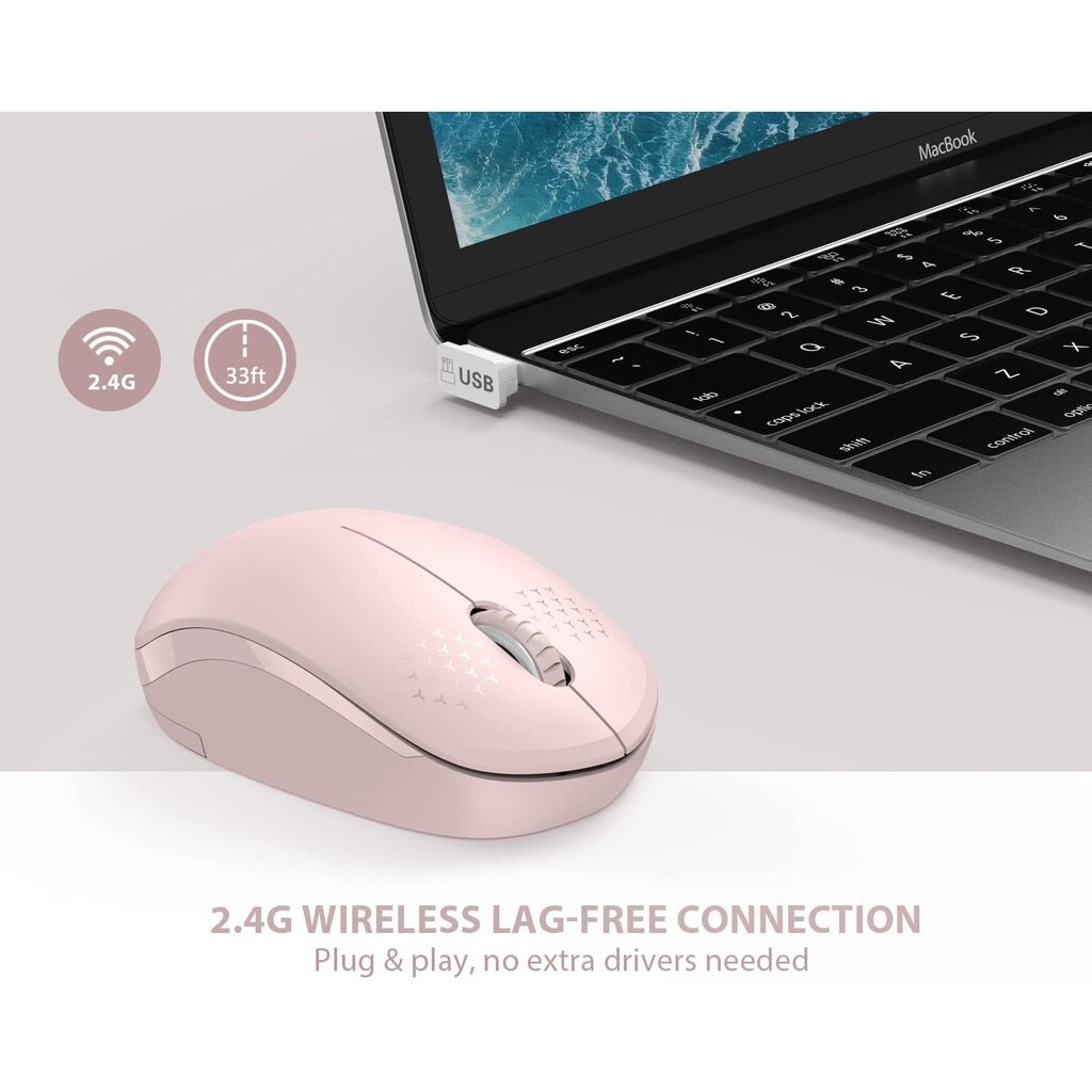 Chuột Không Dây, Chuột Văn Phòng Mỏng 2.4G Có Đầu Thu USB-Chuột Máy Tính Xách Tay Cho PC, Máy Tính Bảng, Máy Tính Xách Tay Mini