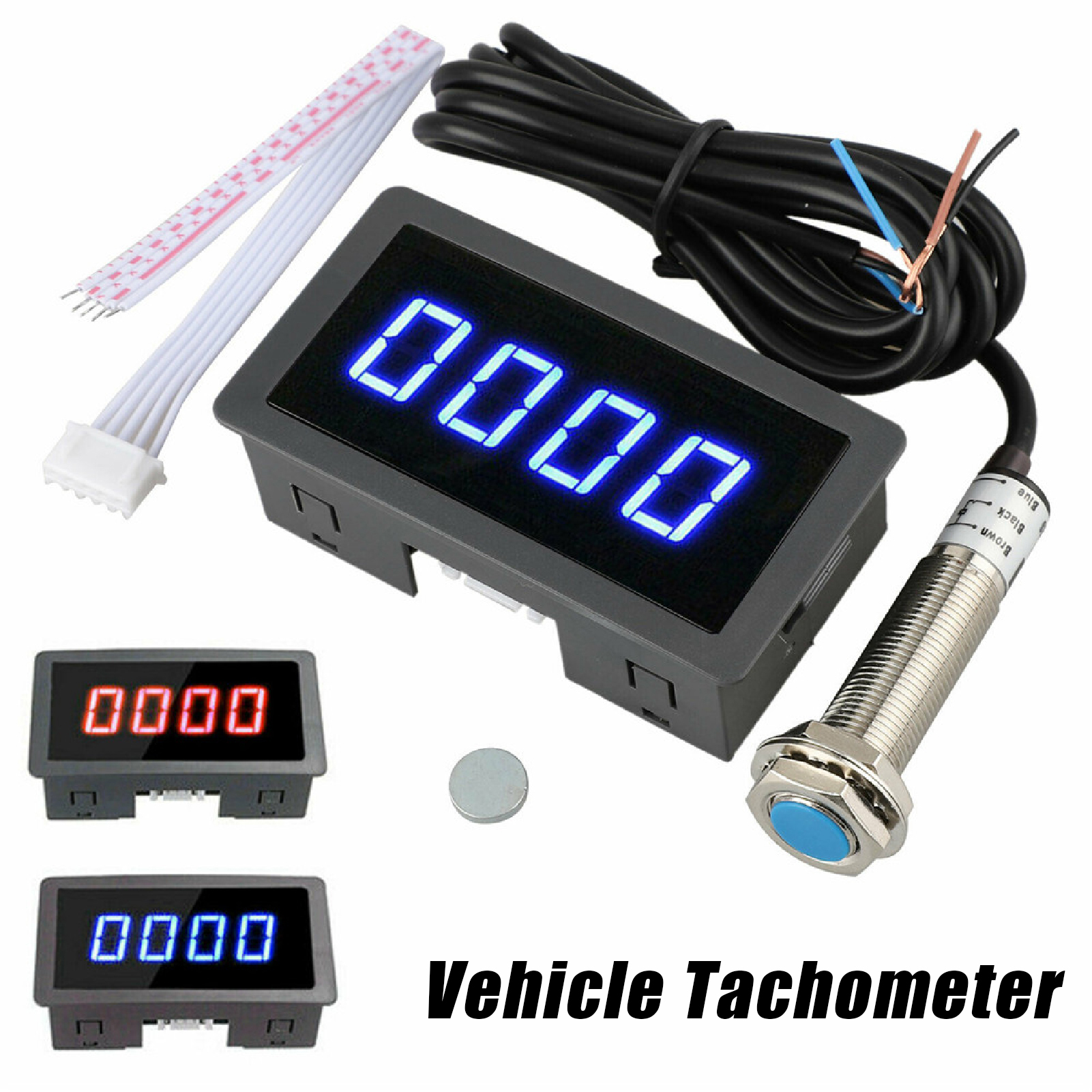 SpeedH Universal Tachometer ​​Measurement Easy to Install Lightweight Hall Effect Sensor 4 Digital RPM Speed Meter Panel for Excavators