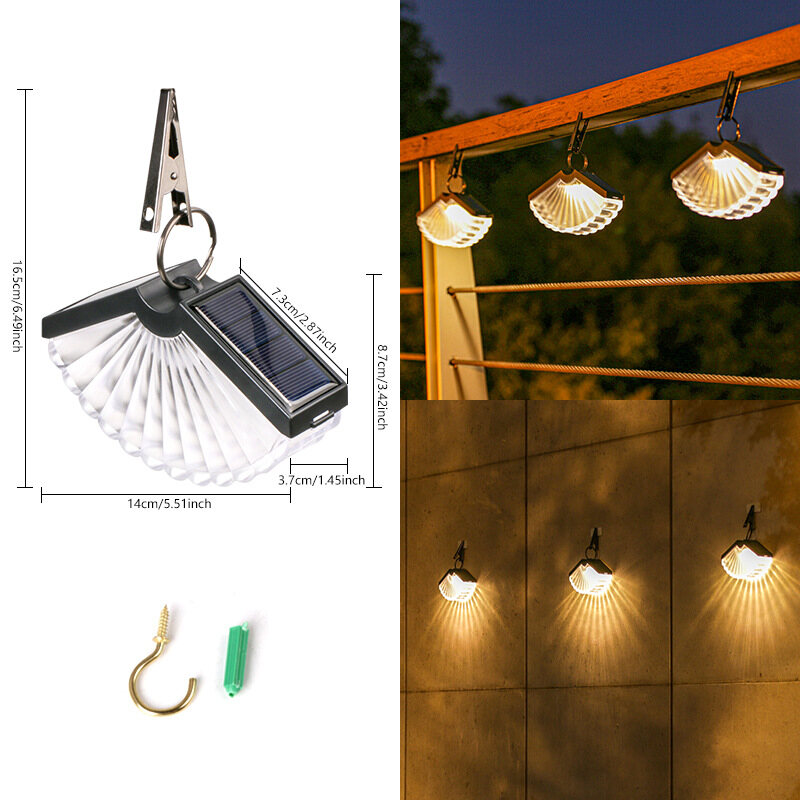 Solar outdoor garden lights, waterproof landscape night lights, wind turn lights, arranged patio decoration, fan hanging lights
