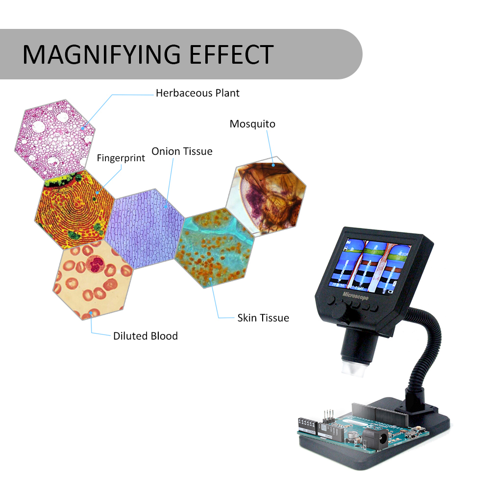 KKmoon G600 Portable LCD Digital Microscope with High Brightness 8 LEDs and Built-in Lithium B-attery