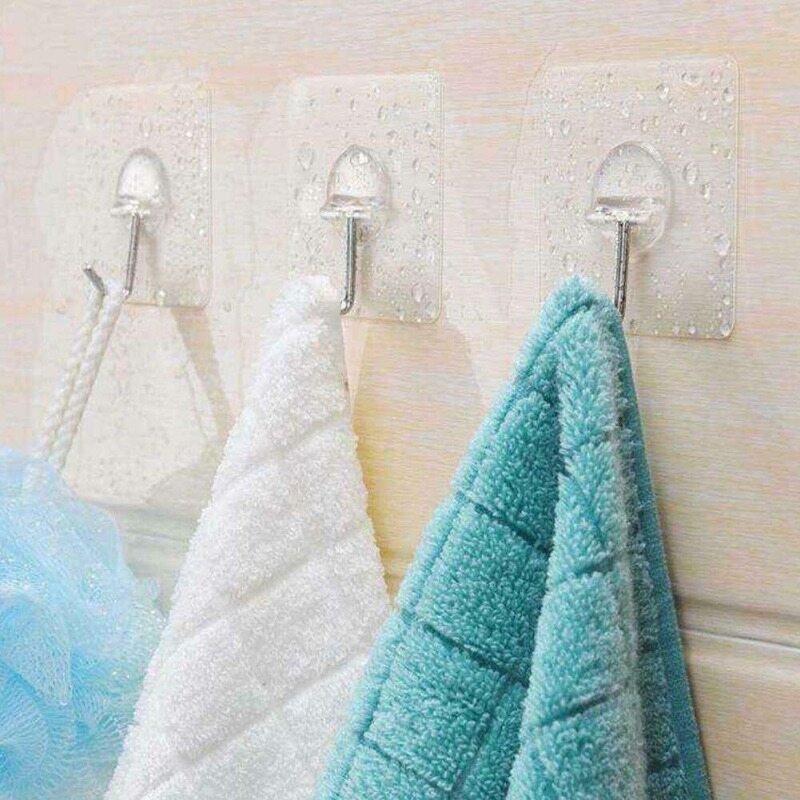 10 cái trong suốt móc gắn tường liền mạch không thấm nước móc chắc chắn chịu lực phụ kiện phòng tắm nhà bếp