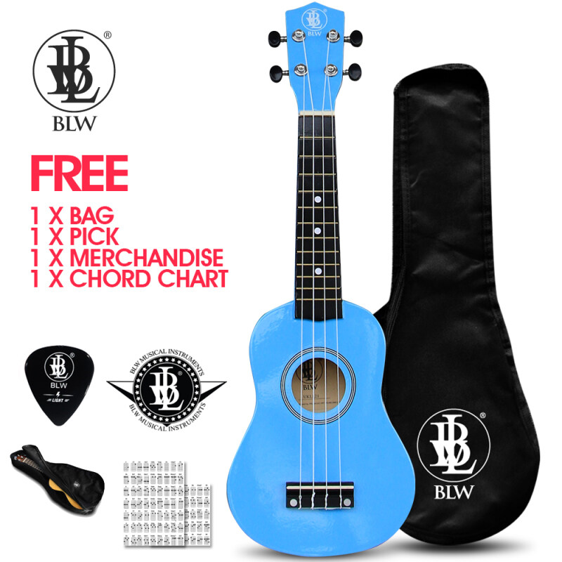 BLW 21 Inch 4 Nylon Strings Soprano Ukulele Hawaii Guitar FREE Bag, Chord Chart, Pick & Sticker Malaysia