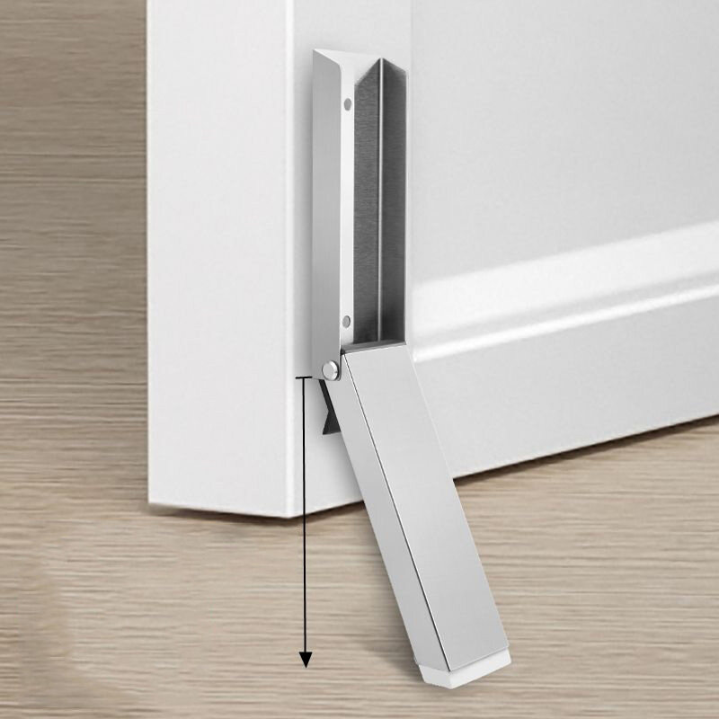 No Drilling Door Stopper, Self Adhesive Metal Kick Down Door Stop, Door