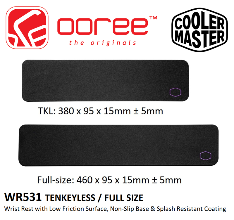 COOLER MASTER WR531 KEYBOARD WRIST REST TENKEYLESS TKL (380x95x15MM) / FULL SIZE (460x95x15MM) WRIST MOUSE PAD MOUSEPAD Malaysia