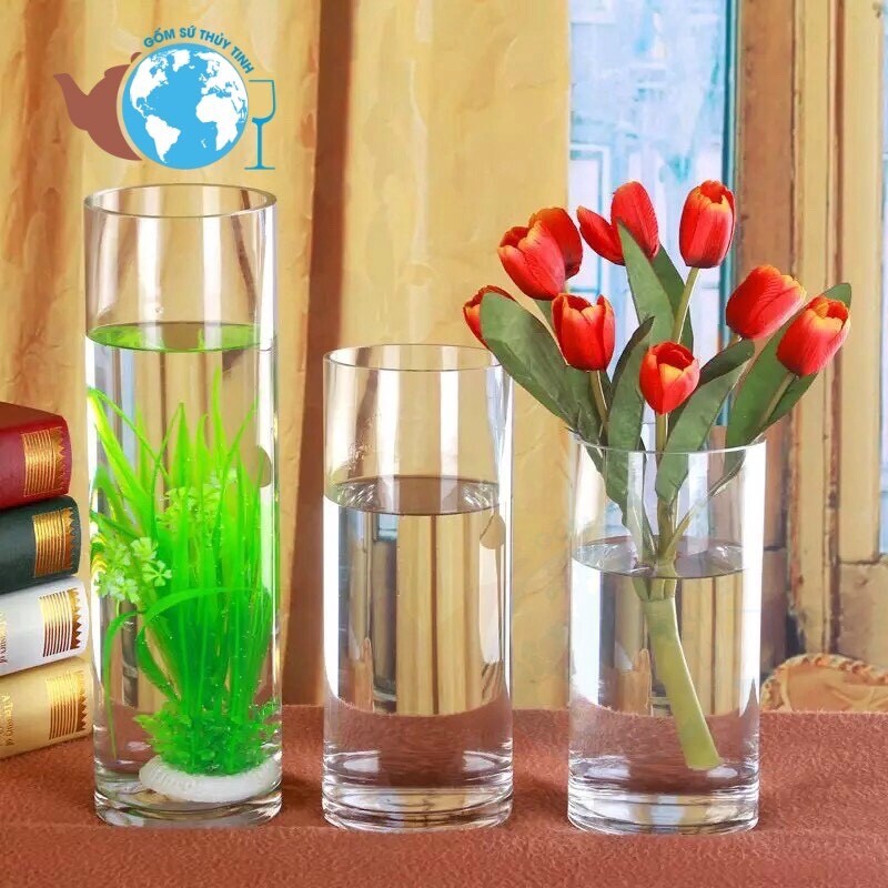 D15cm x h40cm lọ hoa bình bông thủy tinh trang trí