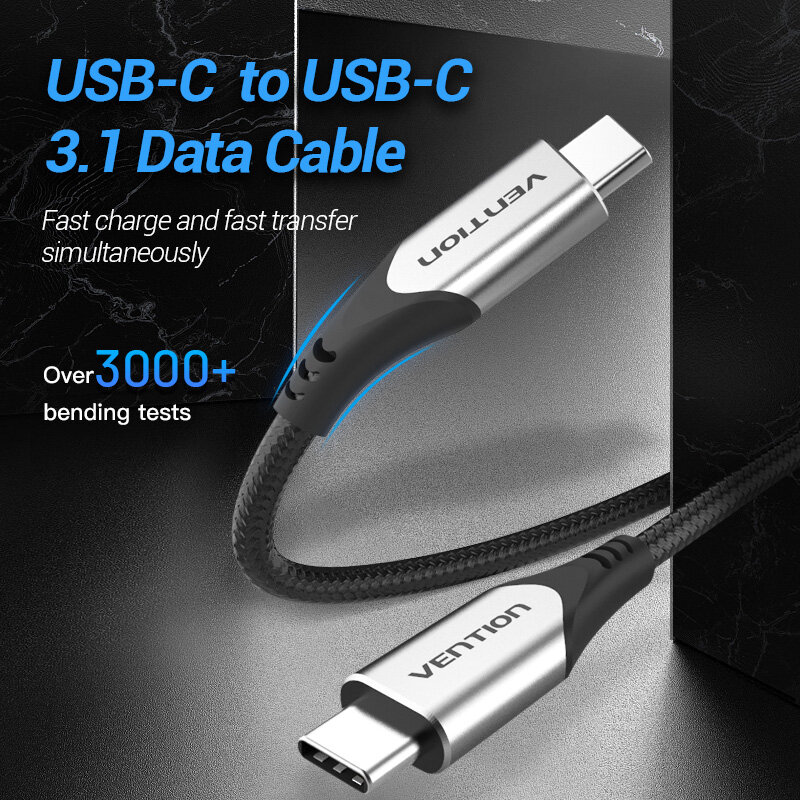 Vention cáp sạc Type C PD 60W USB C to USB C 3.1 Cable QC4.0 3.0 cáp sạc nhanh Type C for Samsung S9 Plus USB C cord Huawei P30 android charging cable