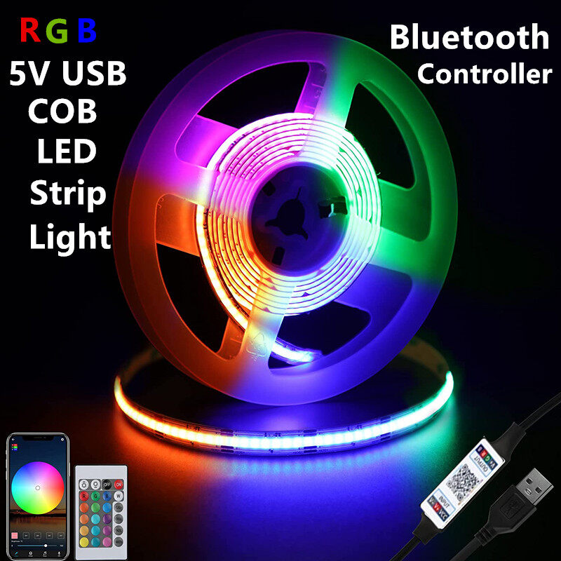 Angelila 5V RGB COB LED Strip Light With Bluetooth WiFi Controller for Christmas Party Decoration