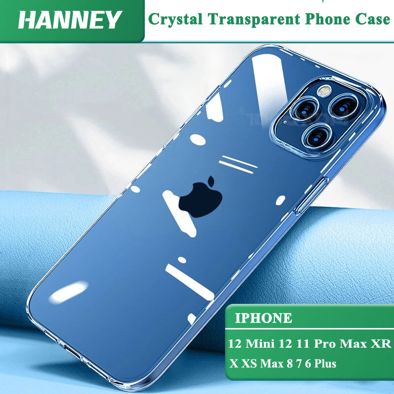 HANNEY For iPhone 15 14 13 12 11 Mini Pro Max XR XS Max X XS 8 7 6 6S Plus Phone Case Crystal Clear Shock Absorption Casing Soft TPU Silicone Anti Scratch Transparent Back Cover CR-00