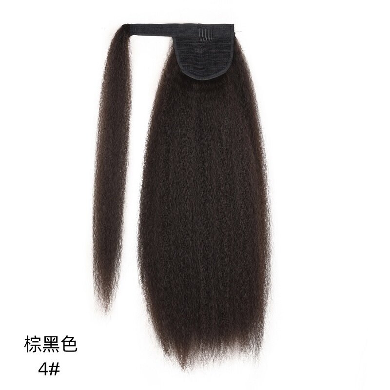 22Inch Synthetic Long YAKI Straight Fluffy Ponytail Hair Extension Wrap Around Clip in Ponytail Hairpiece for Women