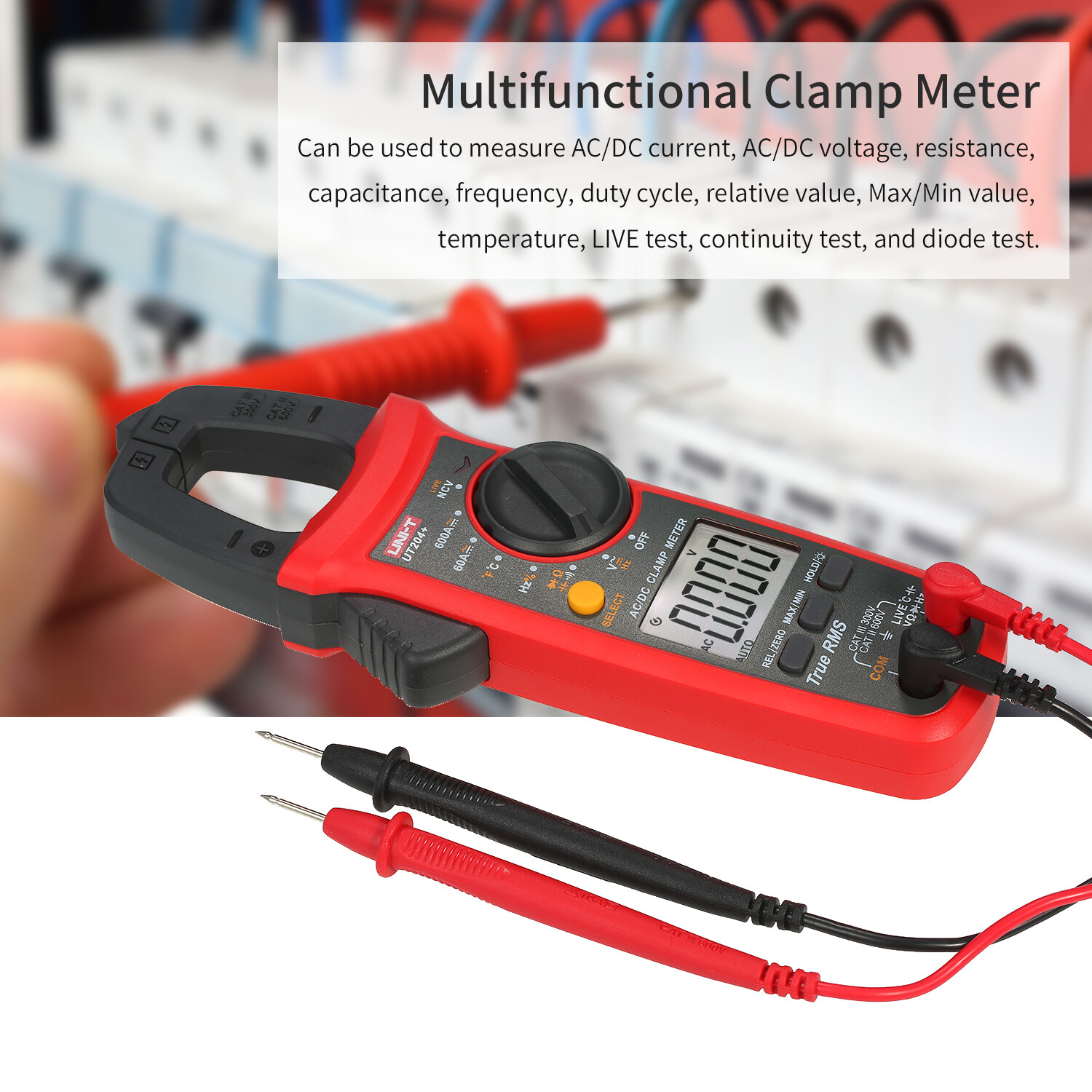Smart Sensor Đồng Hồ Kẹp Kỹ Thuật Số Đếm UNI-T UT204 + 6000 Đồng Hồ Vạn Năng True RMS Ampe Kế Kẹp Đồng Hồ Đo Điện Áp Đồng Hồ Vạn Năng Kiểm Tra NCV Máy Kiểm Tra Kẹp Dòng Điện AC/DC-40 ~ 1000 ° C Đo Nhiệt Độ Kiểm Tra Trực Tiếp