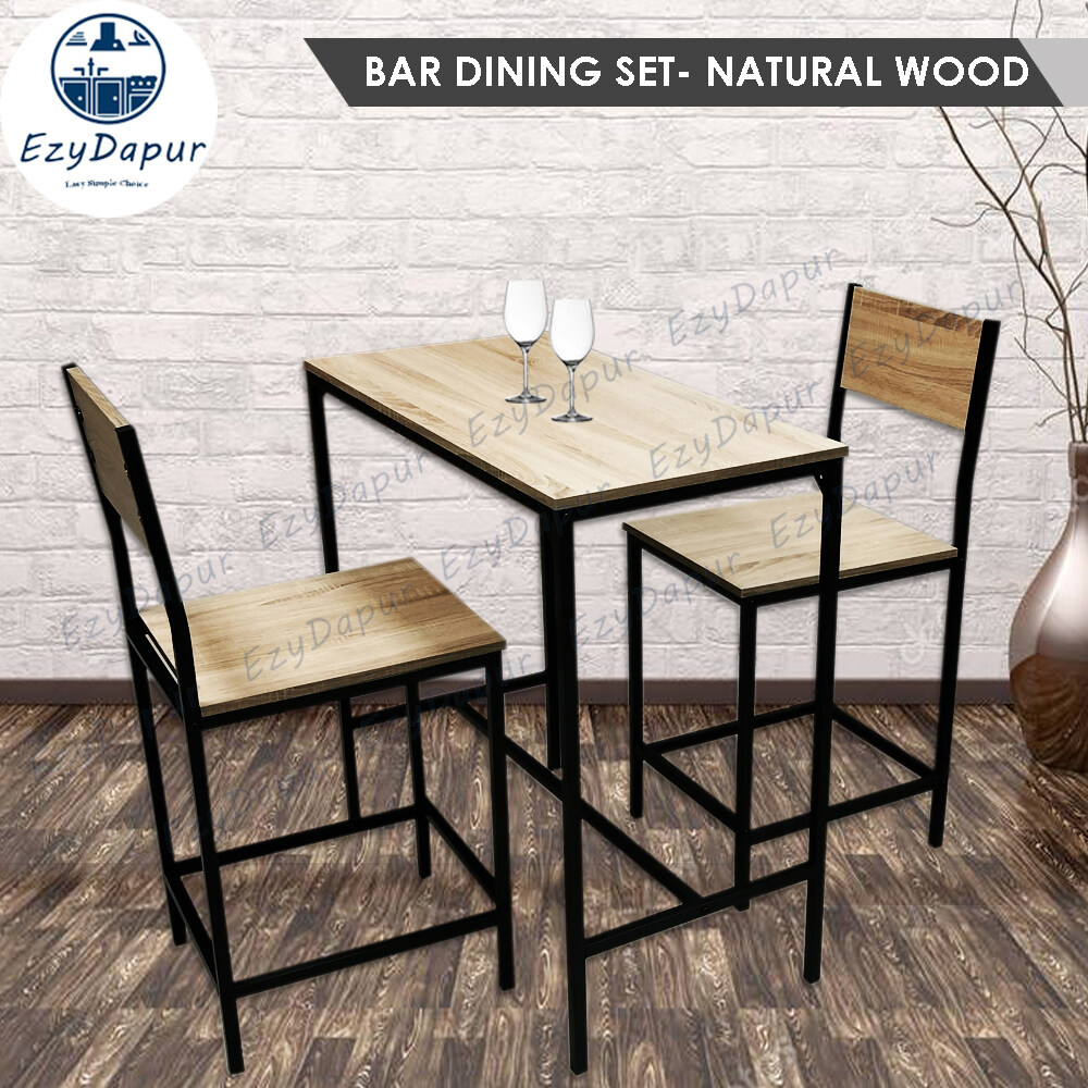 EZYD (1Table + 2 Chairs) Modern Dining / Bar Table & 2 High Bar Chairs