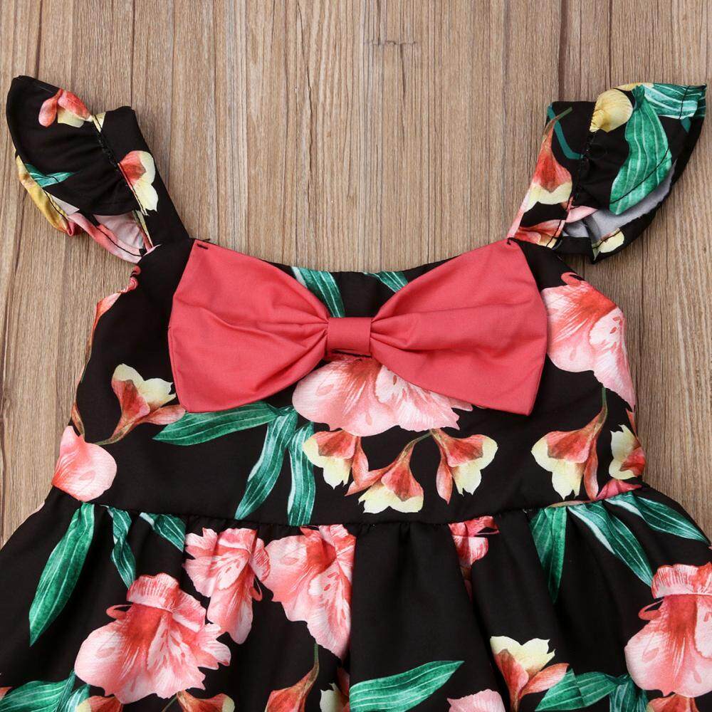 Newborn Baby Girl Summer Flower Bow Tops Dress Shorts Briefs Outfits Clothes Hot