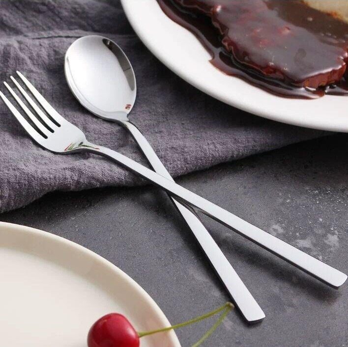YESPERY Muỗng Nĩa Bằng Thép Không Gỉ Hàn Quốc Dao Kéo Dày Bộ Đồ Ăn Thân Vuông