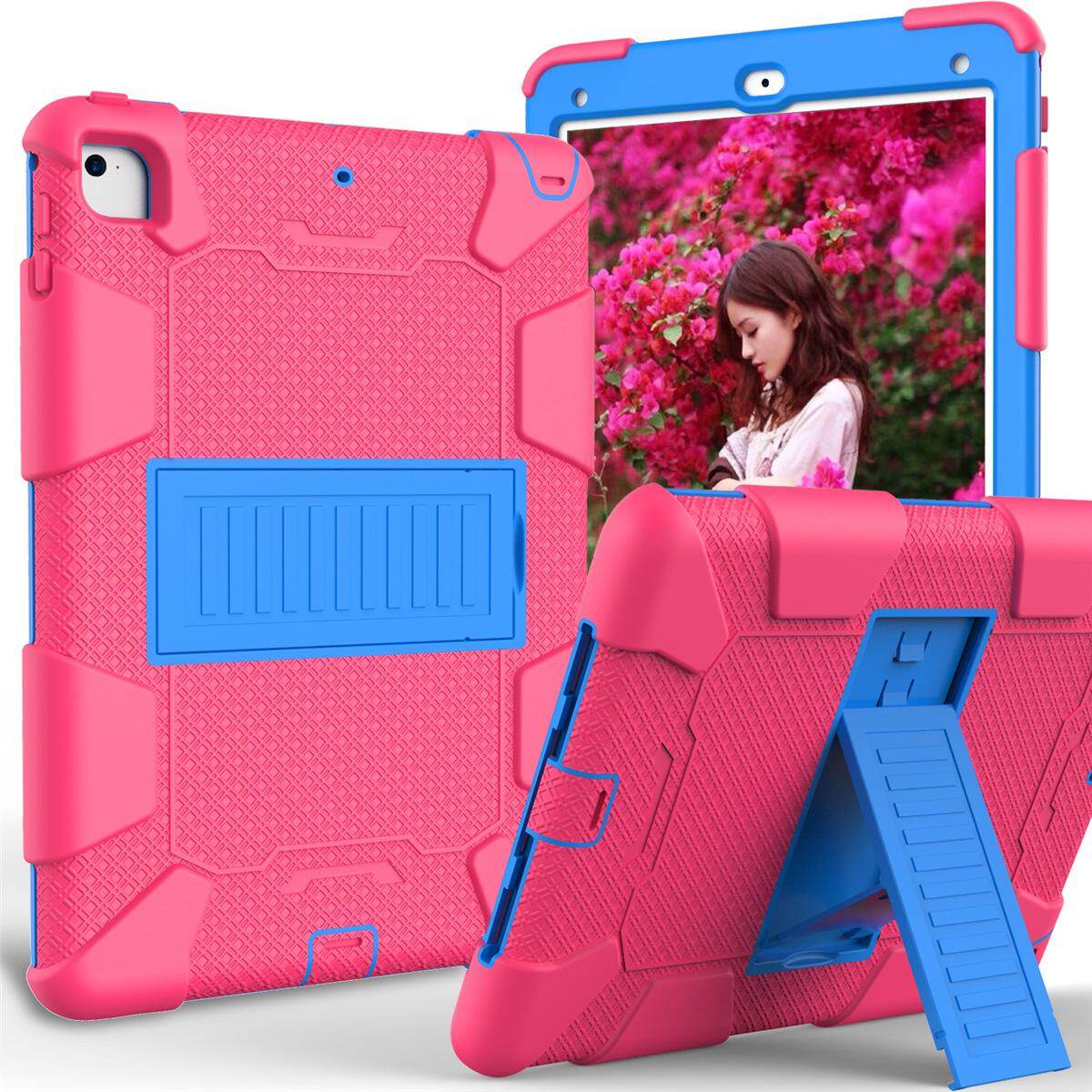 for iPad Air2 (2014) Case, 3 Layer Hybrid Rugged Full-Body Heavy Duty Protective Cover Built with Kickstand, Screen & Camera Drop Protection, High-Impact Shock Absorbent