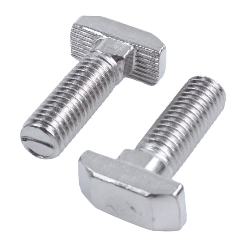 M8 Thread T-Slot Drop-In Stud Sliding Screw Bolt Silver Tone 5pcs