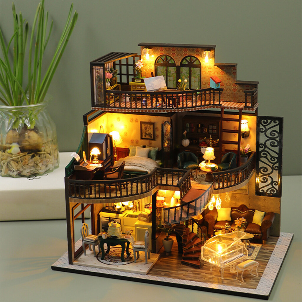 Gazechimp 3D Doll House Kit Miniature DIY Retro Dollhouse Wood Building Kits for Kids Lazada PH