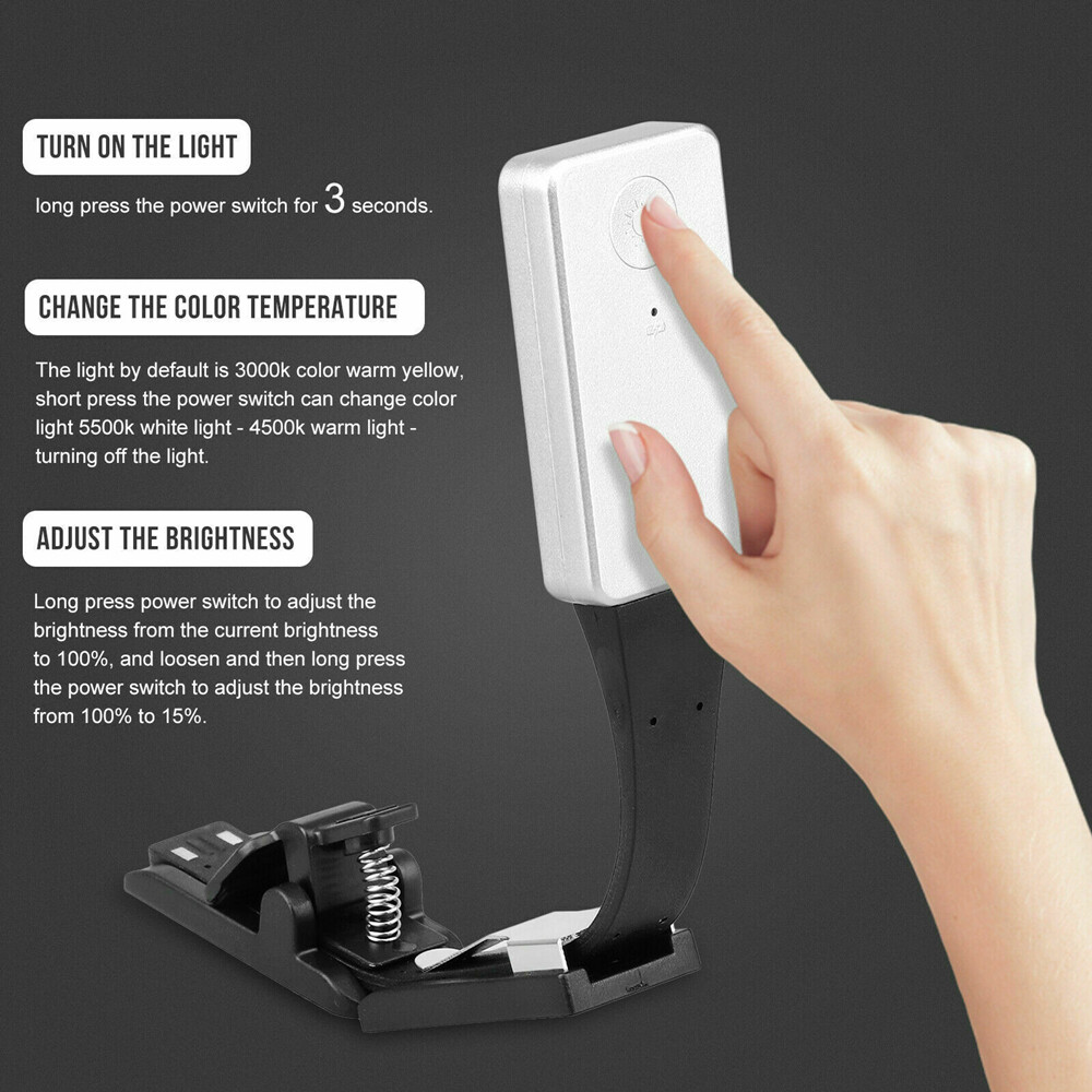 Đèn Đọc Sách Kẹp Sạc USB Đèn Đọc Sách LED Linh Hoạt Cho Người Đọc Kindle