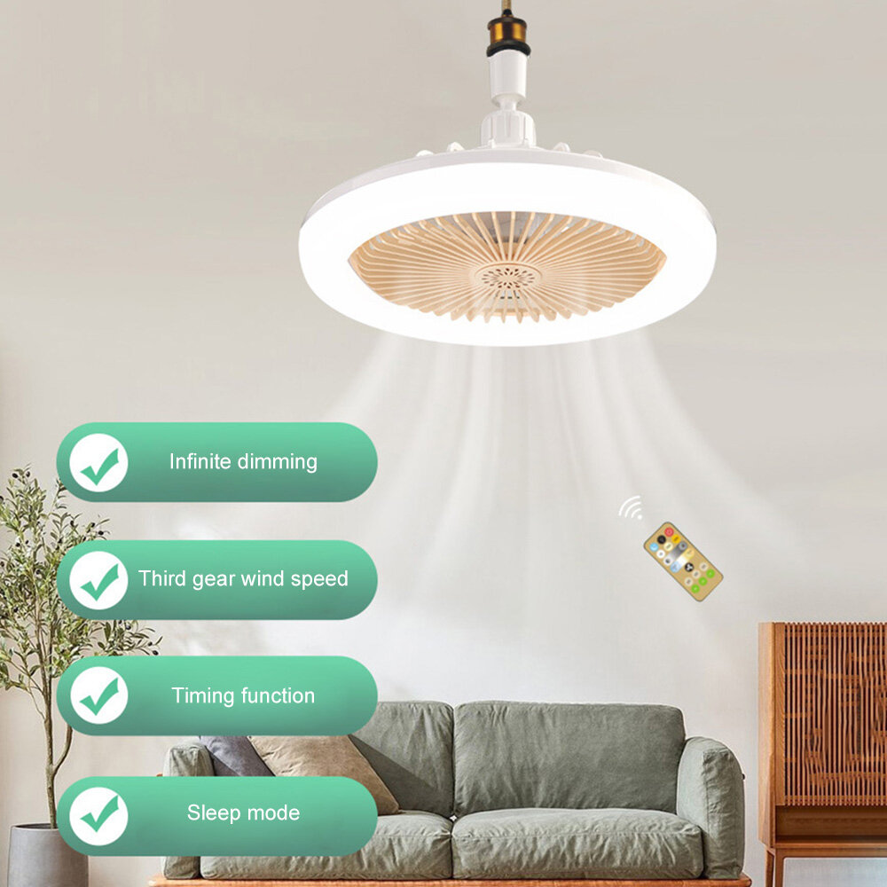 Simple Modern screw 30W E27 ceiling fan slim modern LED light fan with light remote control fan-colorful