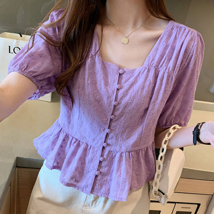 white short sleeve peplum top