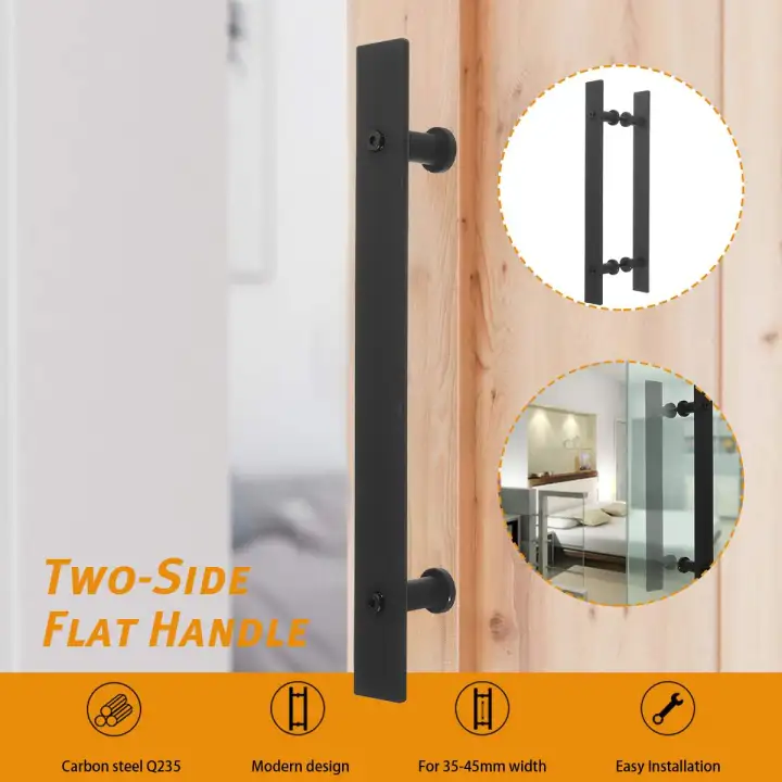 Steel Rustic Black Sliding Barn Door Handle Pull Wood Door Two
