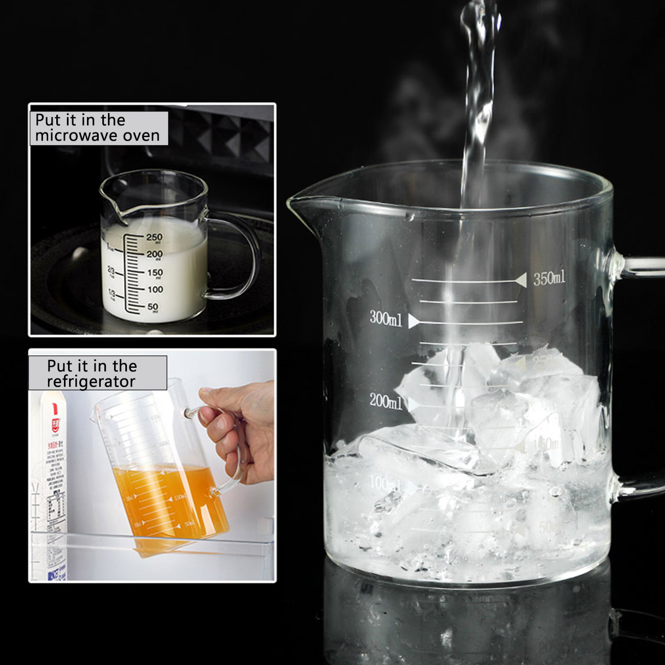 CNMF Glass Measuring Cup Clear Measuring Jug Kitchen Baking Tools 350ml/ 500ml/ 1000ml