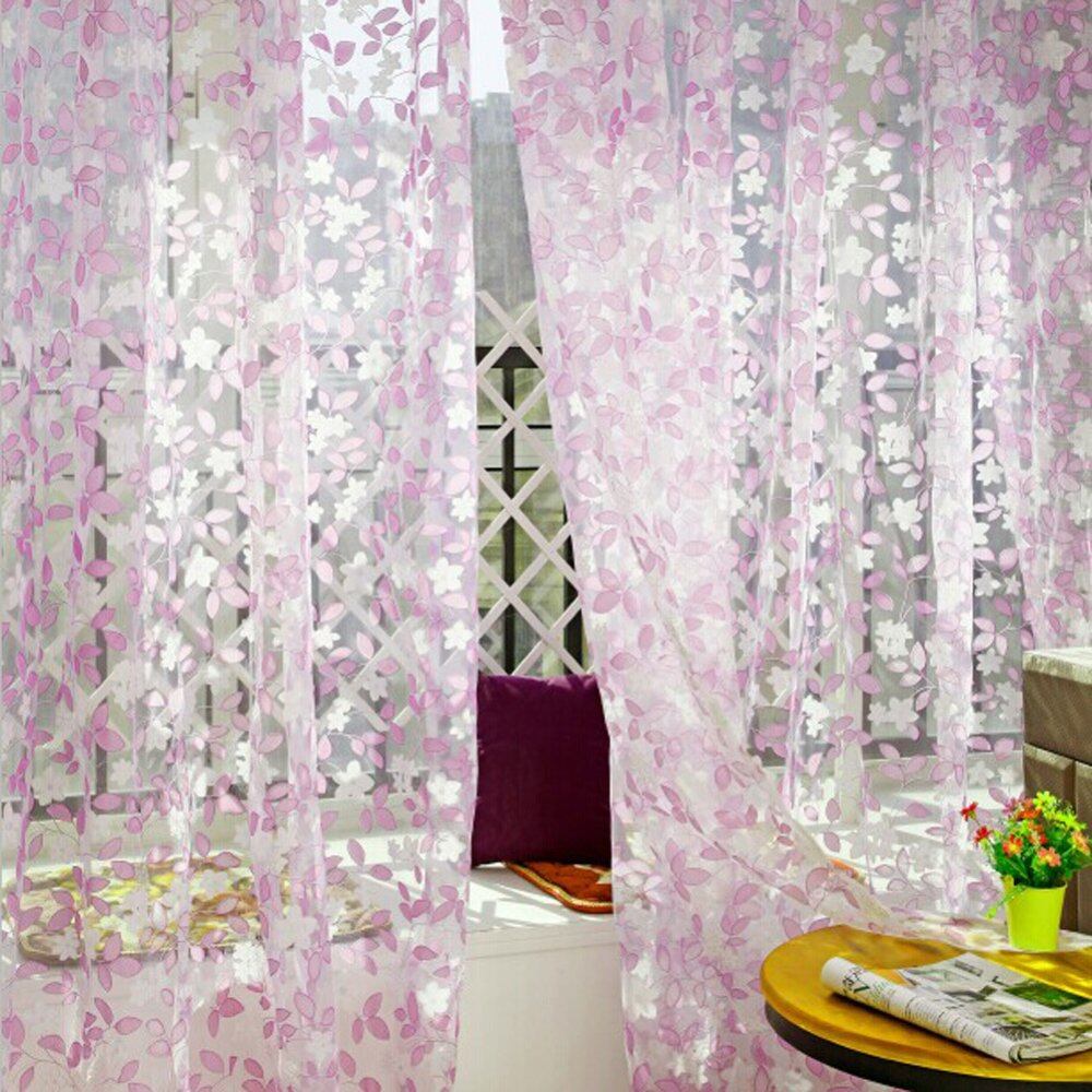 Chic Leaf Type Tulle Door Window Curtain Rural Leaf Design Curtain