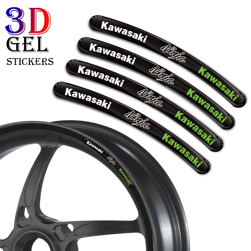8PCS / Lot 3D Gel Motorcycle Wheel Rim Strip Decal Car Sticker for Kawasaki Stickers