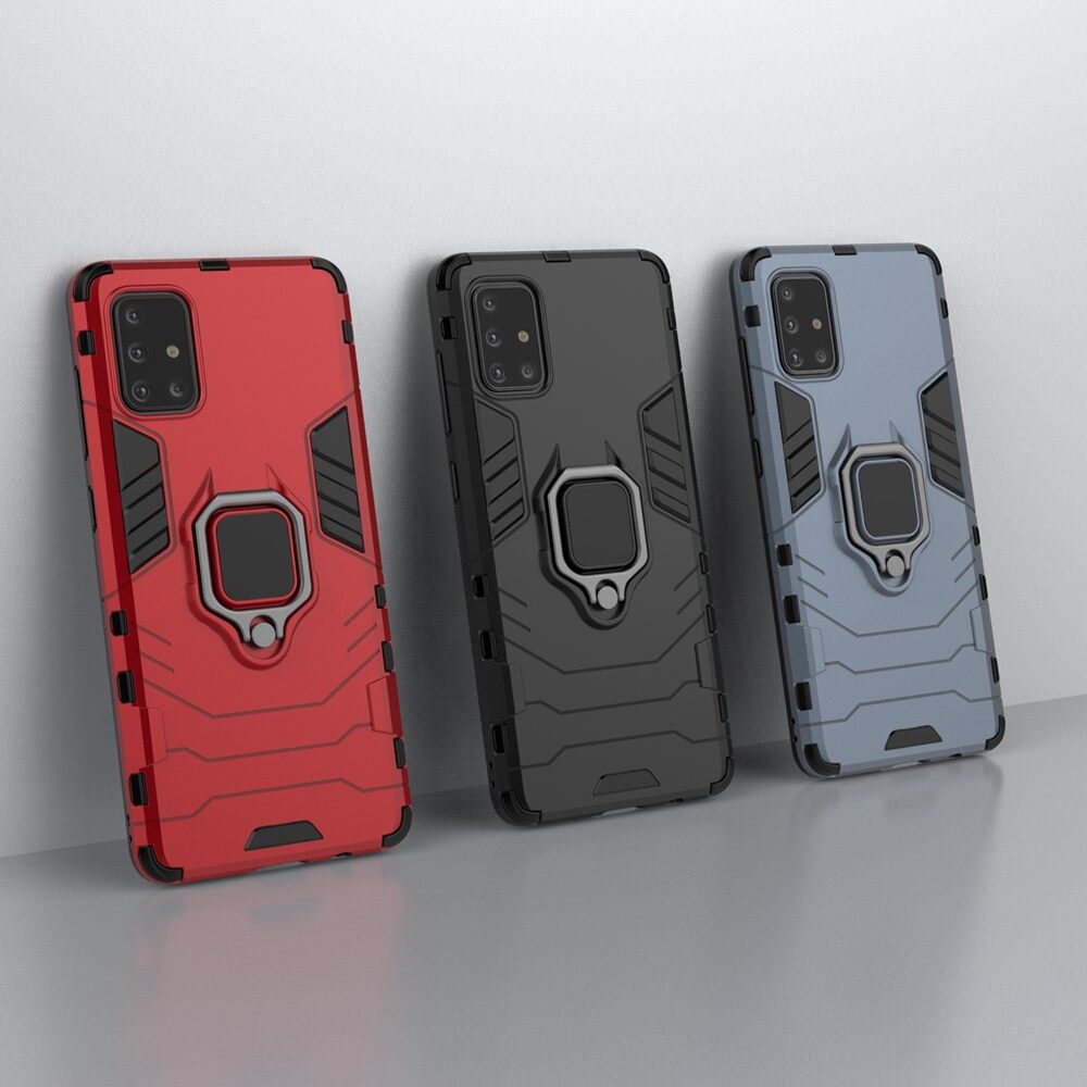 For Samsung Galaxy A71 Armor Case With Stand Magnetic Ring Holder Bracket Anti-Fall Soft Edge Shockproof Back Cover Casing