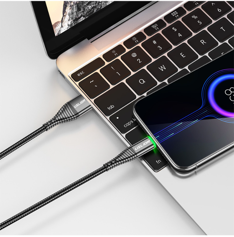 Mới Loại-C cáp với ánh sáng màu xanh lá cây cho TypeC Android 3.0A sạc nhanh cáp dữ liệu điện thoại di động