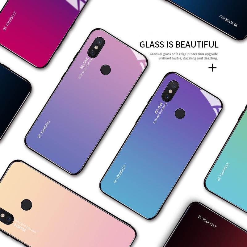 Ốp Lưng Chống Sốc Cho Xiaomi Mi 8SE 8 SE, Ốp Điện Thoại Viền Mềm Bằng Silicon Kính Cường Lực Hình Cầu Vồng Màu Chuyển Sắc Cầu Vồng Sang Trọng