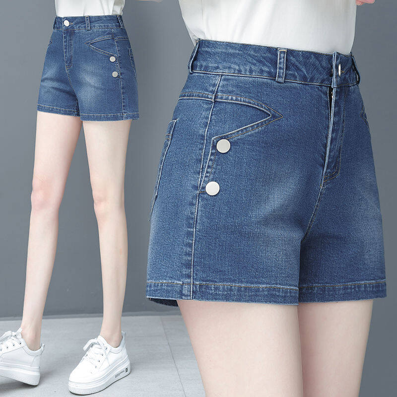 Denim short for women summer Korean high waist slim stretchable short pant wide leg breathable