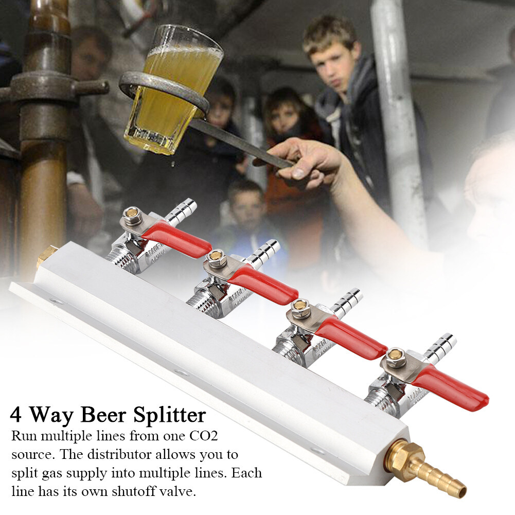 Quad,Muti-way Home Co2 Air Gas Manifold Distribution Splitter Beer 4 Way