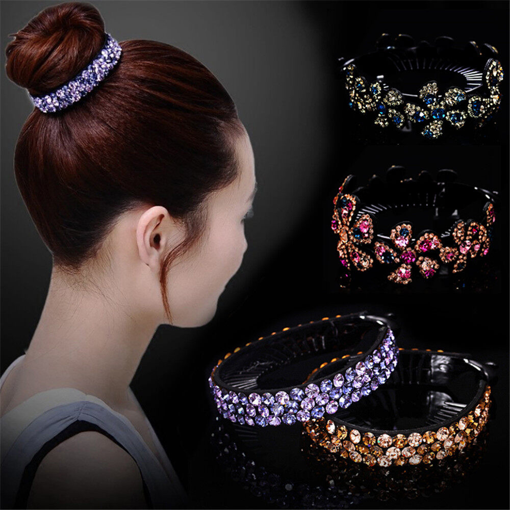 Hair Accessories Bun Maker Expanding Headwear Flowers Hair Clips Rhinestone Hairpins Crystal Hair Claw Bird Nest Twist Clip