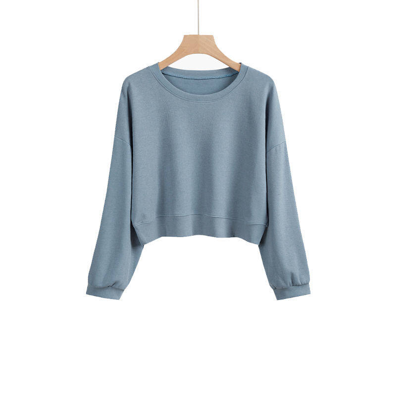 Solid Color Sweater Women's Round Neck Long Sleeve Loose Top