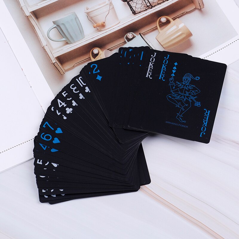 Waterproof PVC Pure Black Magic Box-packed Plastic Playing Cards Set Deck Poker Classic Magic Tricks Tool