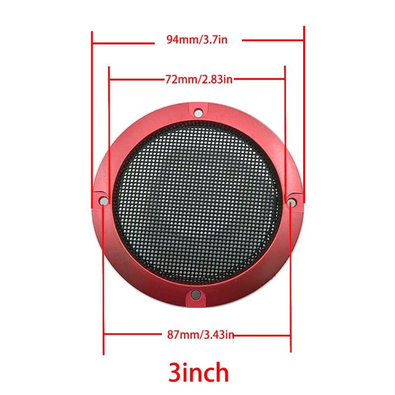 2pcs ABS Red 3  Speaker Decorative Circle with Black Protective Grille Mesh Protection DIY