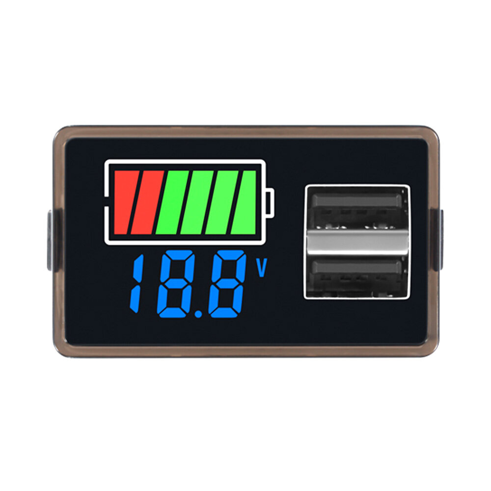 Diymore DC8-30V Digital Voltmeter Voltage Tester Gauge LED Display and USB for Solar Battery Monitor Panel